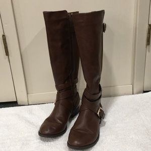 Brown leather boots